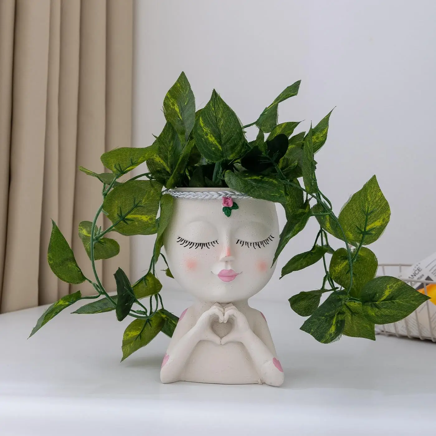 Creative Resin Flower Pot, Flower Vase with Drainage Hole, Decorative Flower Vessel for Home Bedroom Balcony Garden Decor