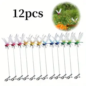 12 Pieces Dragonfly Hat Clip, 2024 New Outdoor 3D Dragonfly Garden Decoration Clip, Gardening Decoration Faux Dragonfly, Home Decor Wall Sticker Background Gardening Decoration Dragonfly Clip
