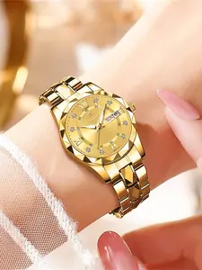Women's Elegant Fashion Round Dial Analog Quartz Waterproof Watch, Watch for Party, Daily Clothing Decor, Trendy All-match & Exquisite Watch for Birthday Gift