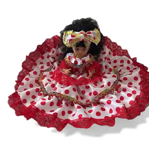 Santeria Red Polka Dot Gitana Doll – Muneca Ritual Yoruba con Encaje Rojo, Gypsy Spiritual Doll for Altar Decor