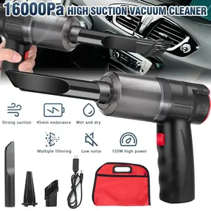 Mini Car Vacuum Cleaner, 16000PA Cordless Handheld Vacuum Cleaner 150W, 3-in-1 Power Powerful Suction Fan Dust Collector Automatic
