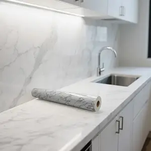 Marble Self-Adhesive Wallpaper, Sticky Back Plastic Roll, DIY Home Decor for Kitchen, Bedroom Walls & Countertop, Easy Install