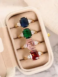 Women's Elegant Colorful Gemstone Decorated Ring, Marquise Cut Ring, Exquisite Trendy Ring, Fashionable Jewelry for Women As Engagement Anniversary Party Jewelry Gift