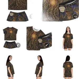 Women's Short Pajama Set - Mystical Ancestor Tree Artwork, Magical Tree & Toads All-Over Print