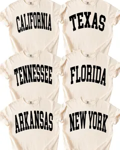 Custom State Shirt, Unisex State Comfort Colors, Womens Graphic Shirt, Preppy Varsity College Graphic