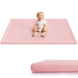 118'' x 79''x 1.3''Baby Play Mat for Floor, 1.3'' Thick Memory Foam Tummy Time Mat - Super Soft Coral Velvet Nursery Rug with Non-Slip Backing, Crawling Rug for Toddlers/Infants, Yoga & Tatami Use