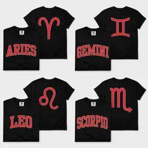 All 12 Zodiac Graphic T-Shirt [Collection], Aries Gemini Leo Scorpio Front and Back Graphic Tee, Black Varsity Astrology Shirt, Horoscope Gift for Zodiac Lovers