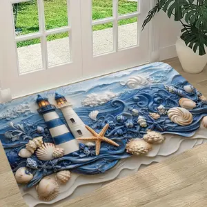 Coastal Lighthouse and Seashell Design Soft Comfortable for Living Room Bedroom Decorative Area Rugs Easy to Clean and Maintain Ideal for Home Decor Enhances Space Aesthetics Home Decor