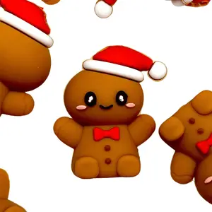 Too Sweet To Eat 3D Gingerbread Man Silicone Focal Beads Colorful & Cute DIY Craft Supplies for Christmas Gifts