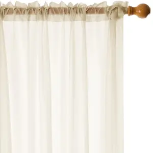 Deconovo Sheer Curtains 2 Panels – Solid Color Rod Pocket Voile Drapes for Bedroom