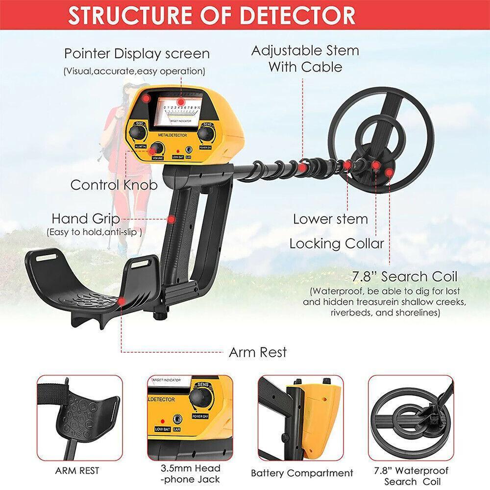 10" LCD Metal Detector with Waterproof Coil | Deep Sensitive Gold Hunter Treasure Finder | High Accuracy Prospecting Tool for Adults Beach Archaeology