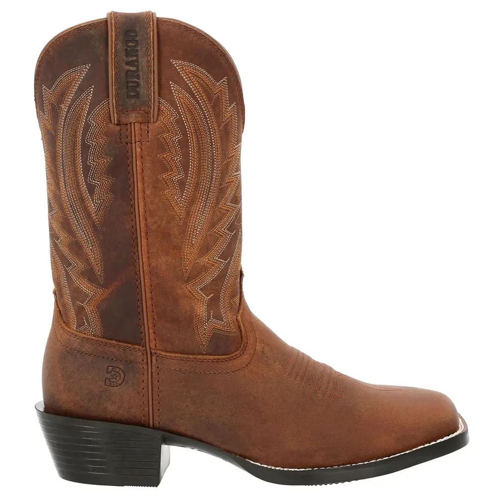 Durango Mens Westward Tooled-Inlay Square Toe  Casual Boots Mid Calf - Brown