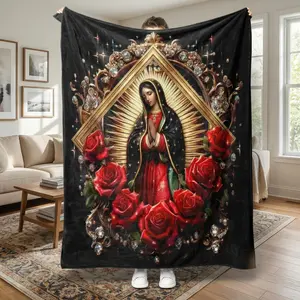Virgin Mary Blanket Our Lady Guadalupe Catholic Christian Religious Gifts Soft Flannel Fleece Throw Bed Sofa Church Decor Mexican Saint Virgencita Faith Spirit Present