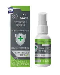 NO SWEAT Maximum Strength Antiperspirant Spray, Strong Deodorant for Excessive Sweating & Hyperhidrosis Treatment, Lasts up to 7 Days -50ml) Packing May Vary