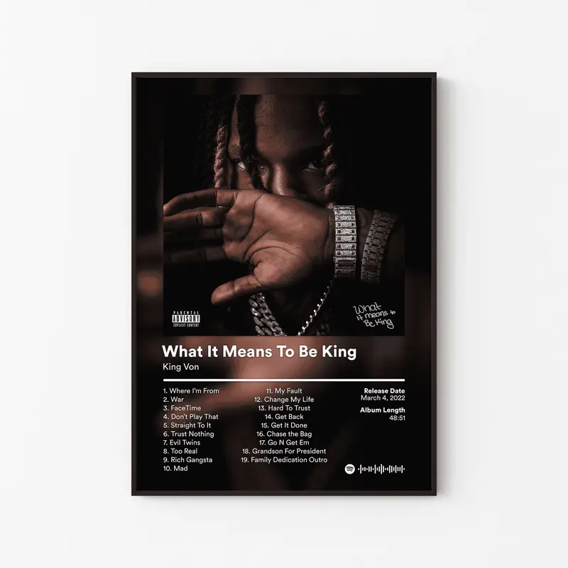 King Von Album Poster, Welcome To O Block Tracklist Art, Chicago Drill Rap Print, Storytelling Hip Hop Decor, Unframed Print Only