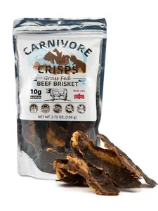 NEW* Carnivore Crisps Beef Brisket, Premium Beef Brisket for Cooking and Seasoning, Rich in Protein, Paleo & Keto Friendly, 1.5 oz