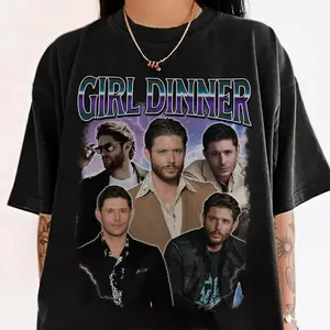 Jensen Ackles Girl Dinner Bootleg Graphic Tee Supernatural Dean Winchester Fan Shirt