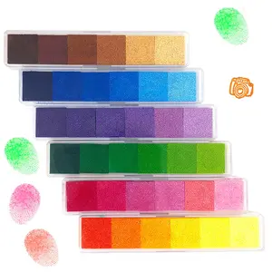 Aphlos Craft Ink Pad Stamps DIY Color, Rainbow Finger Ink Pad for Kids Finger-Print Drawing, Small Rubber Stamp