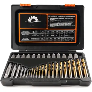 35 count Screw Extractor and Left Hand Drill Bits Set, Easy Out Screw Extractor Kit with HSS Steel Reverse Drill Bit for Broken Nuts, Stripped  Remove