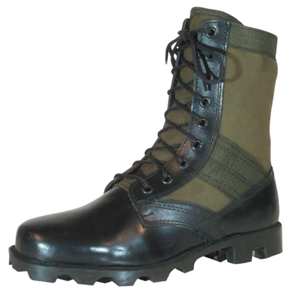 212 MAIN Men's Olive Drab Jungle Boot - Leather and Nylon Outdoor Walking Shoes with Steel Shank, Vulcanized Panama Sole