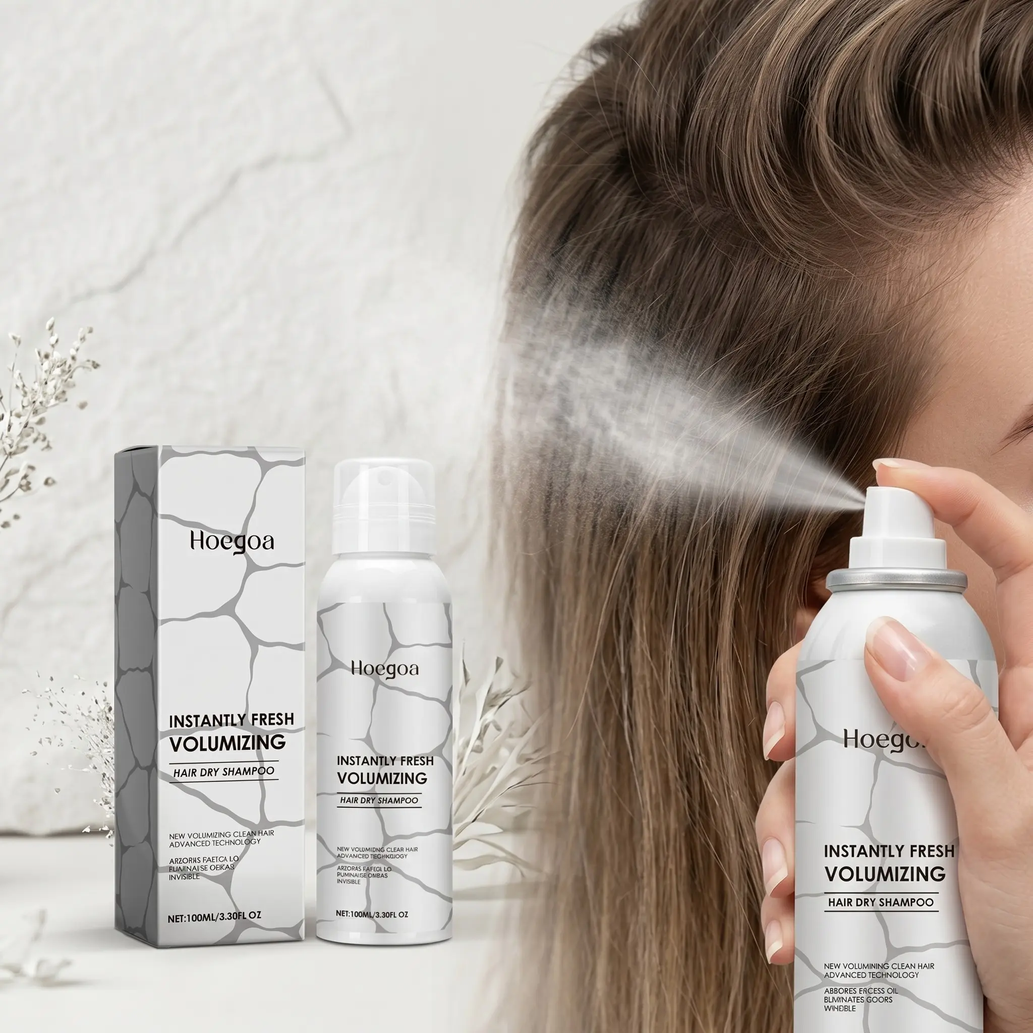 2-Pack No-Rinse Dry Shampoo Spray, Easy Clean Hair Oil Control, Keep Hair Fresh and Voluminous, Convenient Travel-Friendly Formula