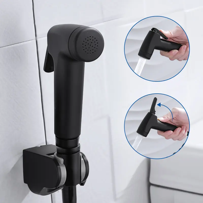 Black Handheld Bidet Toilet Sprayer ABS Hygiene Sprayer Set Baby Diaper Cloth Sprayers Bidet With Hose and Holder