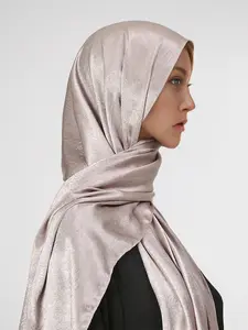 Elegant Women's Solid Color Satin Headscarf, Natural Wrinkles, Bohemian Style Shawl, Soft Comfortable Fabric, Ideal for Daily Wear & Beach Vacations