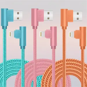 iPhone Charger, 3 Pack 10FT 90 Degree Charging Cable MFi Certified USB Lightning Cable Nylon Braided Fast Charging Cord Compatible for iPhone 14/13/12/11/X/Max/8/7/6/6S/5/5S/SE/Plus/iPad (10FT)