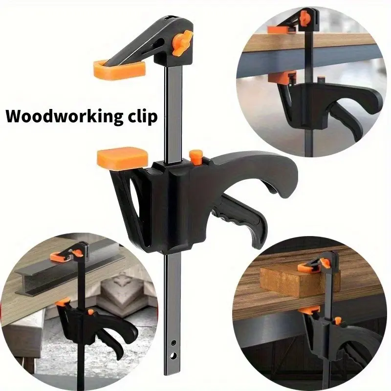4-Piece Woodworking Quick Clamps, Secure Clamp, Hardware Ratchet Clamp with Trigger Handle, Metal Construction, Ideal for Crafts and DIY Projects