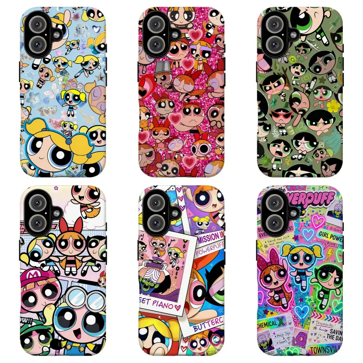 FL-Nostalgic 90s P0w3rpuff Girls Phone Case,Y2K Kawaii Aesthetic with Bubbles, Blossom & Buttercup in Pastel Tones Protective Cover For iPhone 11 12 13 14 15 16 17 Air Pro Max for Samsung S26 S25 S24 S23 S22 S21 Case,Gift for her/him