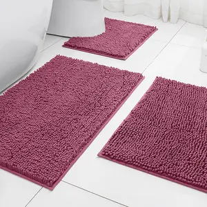 3-Piece Plush Bathroom Rug Set, Standing Comfort Mat with U-Shaped Toilet Pad, Thick Ultra-Absorbent Soft Carpet, Non-Slip Bath Mats, Bathroom Floor Mat, Bathroom Drying Doormat