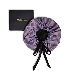 NOCHKA 100% Pure Mulberry Silk Bonnet with Thin Ties Handmade Luxury Hair Protection & Better Beauty Sleep Reversible Anti-Bacterial Hypoallergenic Machine Washable Bonnet