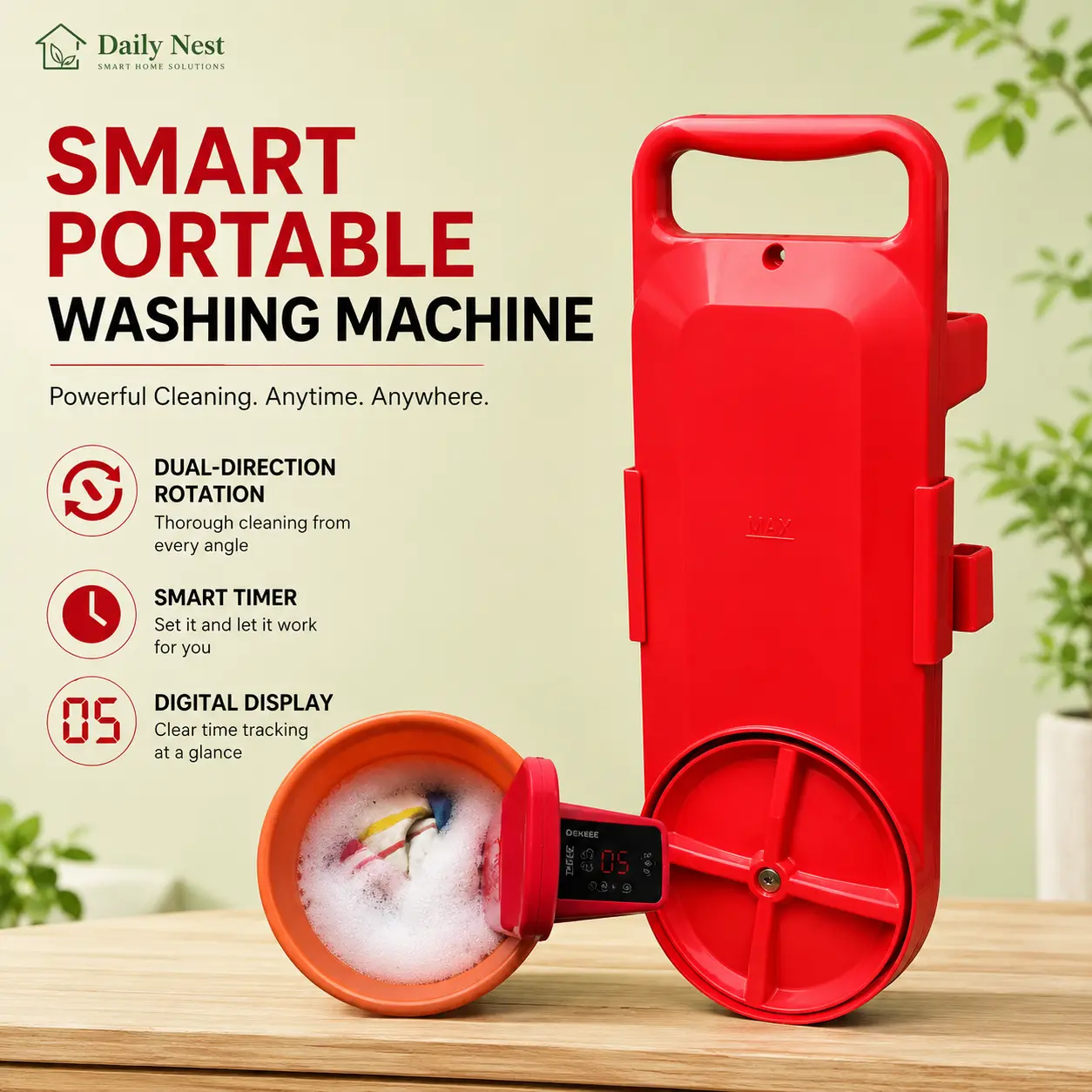Portable Smart Rotating Electric Laundry Washboard Mini Washing Machine - with Drain Pump, Semi-Automatic Compact Mini Laundry Washer for Apartments, Dorms, RVs and Camping, for Underwear Socks, Ideal for Apartment Users, Bucket Not Included wash board