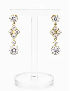 14k Gold Plated Cubic Zirconia Dangle Earrings