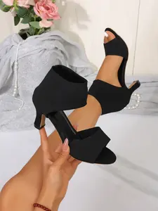Leg-Lengthening Knit Women Peep Toe Heels