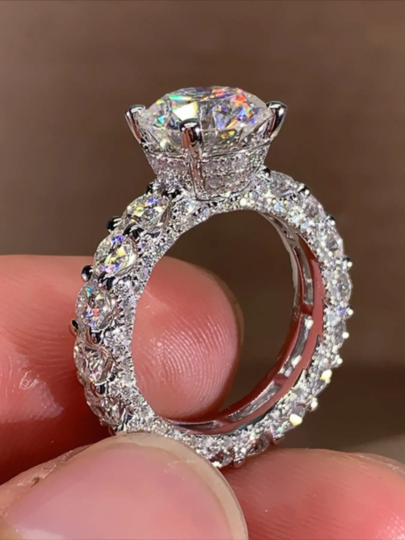 Fashion White Zircon Women's Ring, Elegant Engagement Ring, Valentine's Day Gift, Bridal Wedding Engagement Jewelry, Daily Wear Decorative Accessories