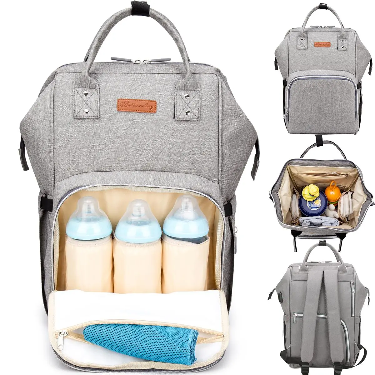 MomMed Diaper Bag Backpack, Multifunction Travel Back Pack Maternity Baby Changing Bags, Large Capacity, Waterproof and Stylish