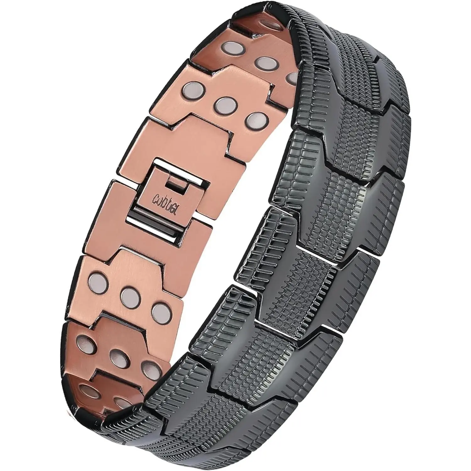 Copper Bracelet for Men with Magnetic Therapy, 3X Strength Metal Link Jewelry with Powerful 3800 Gauss Magnets and Adjustable Fold-Over Clasp, Bracelets Jewelry, Metal Bracelet