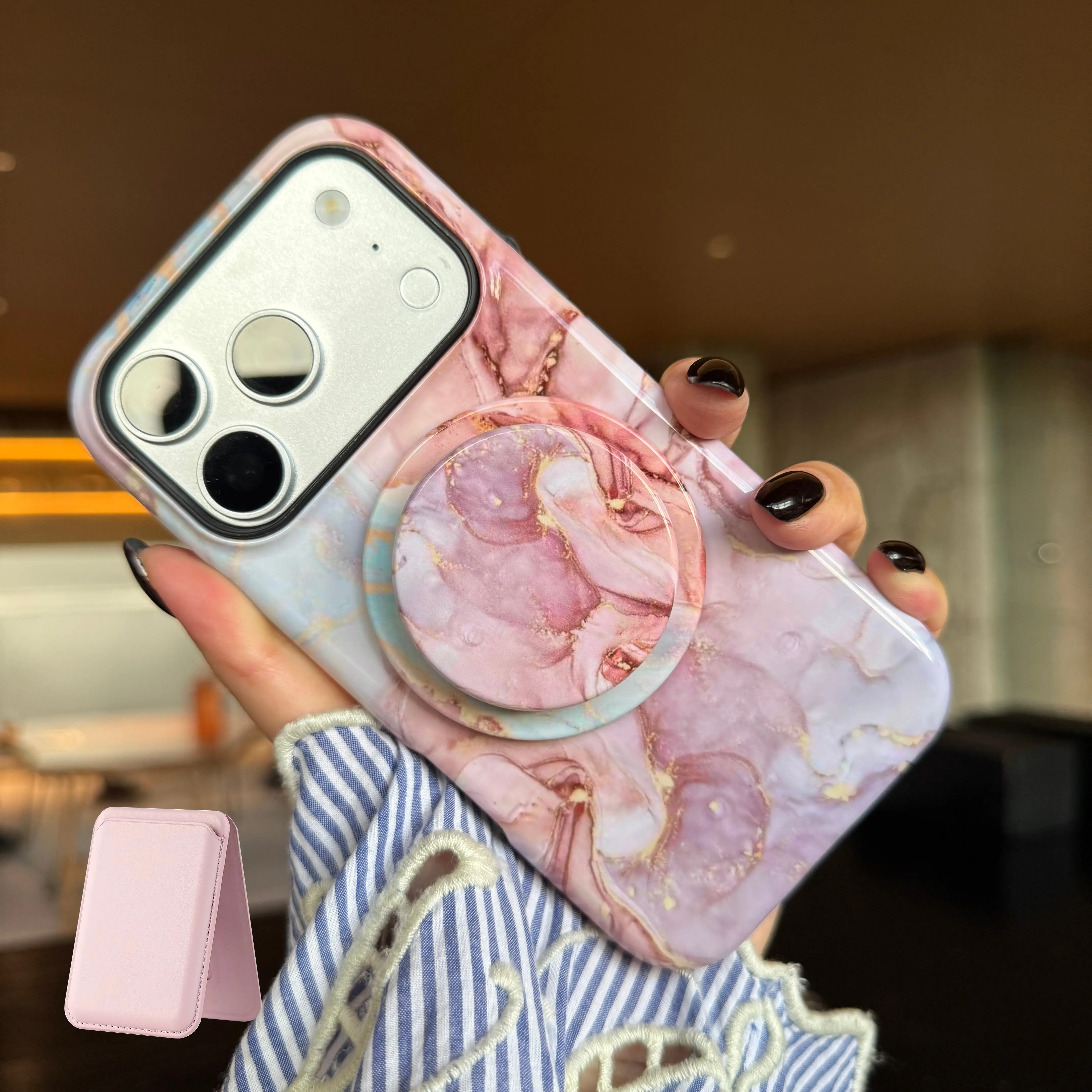 Aivona Fpr iPhone 17 16 15 14 13 Magnetic Phone case - Protective Cover 16 Plus Phone Case With Wallet, Marble Design Case For Women [Applicable to Magsafe]