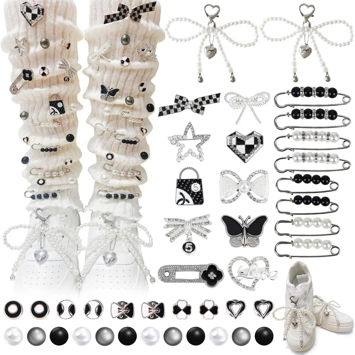 Shoe Charm & Sock Charms – Stylish Alloy Pins for Sneakers, Socks, Denim & Accessories, Easy Install Fashion Charms for Women & Girls