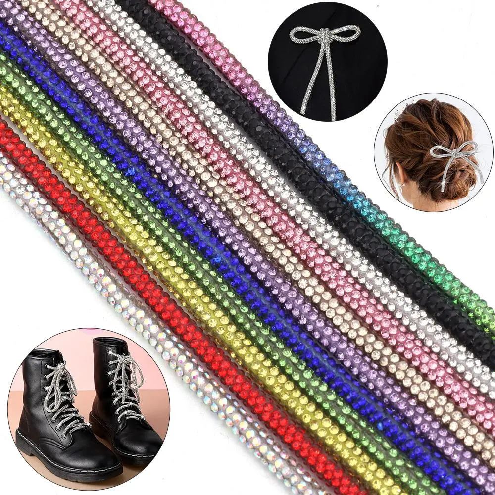 5yards 4mm Glitter Crystal Rhinestone Cord Trim Round Tube Cord Rope For DIY Wedding Party Costume Headwear Decoration Supplies