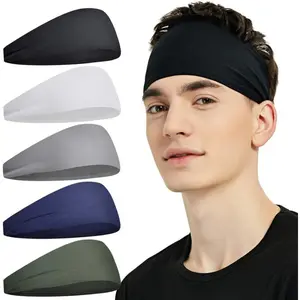 5-Pack Moisture Wicking Sports Headbands for Men Women, Stretchy Breathable Workout Sweatbands, Perfect for Running Cycling Football Yoga Fitness & Active Daily Wear