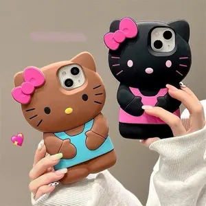 Sanrio 3D Hello Kitty Phone Case For iPhone - Cute Pink Bow and Dress Design