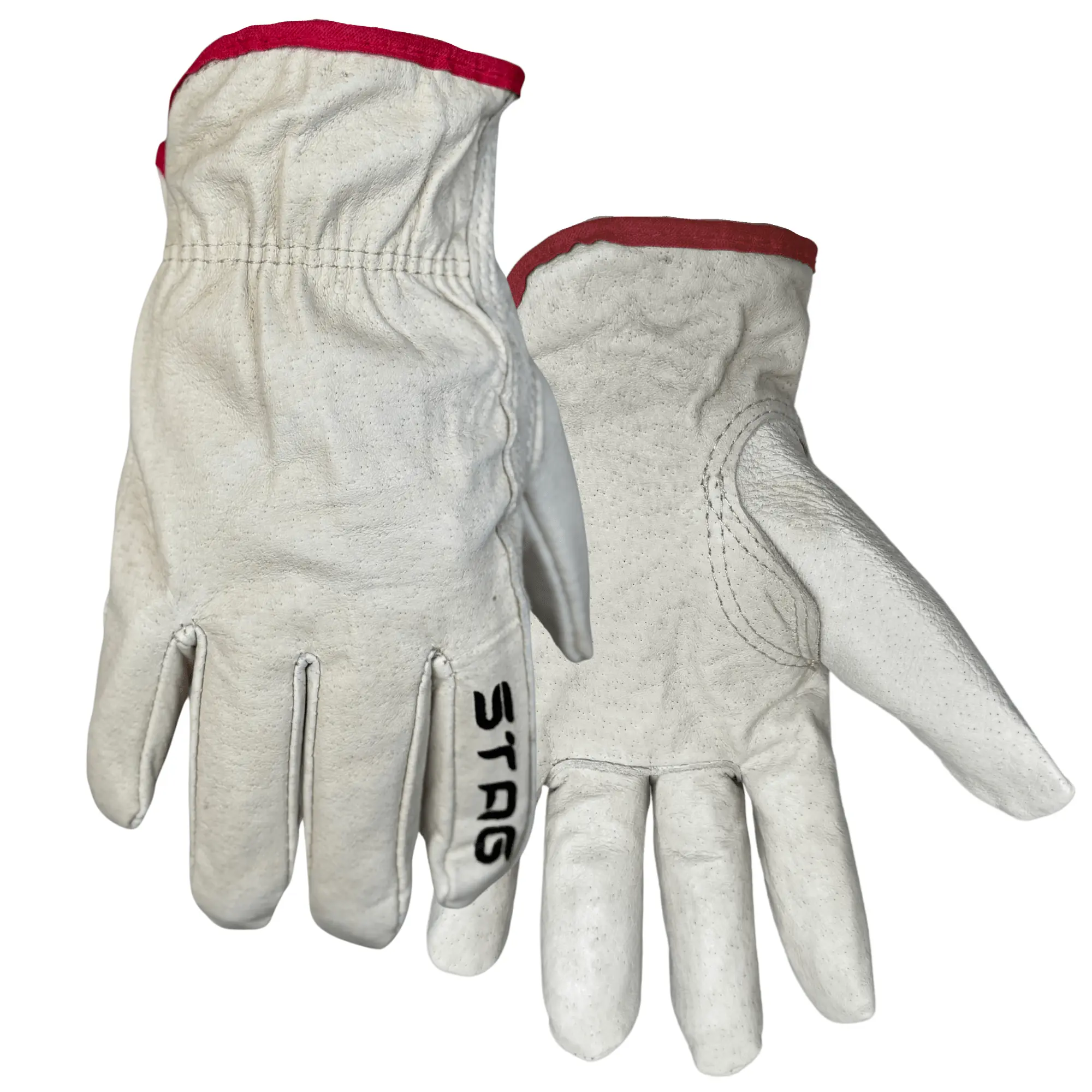 Unisex Cold Weather Work Gloves - 166F Warm Fleece-Lined Economy Grain Pigskin Gloves with Keystone Thumb, Shirred Elastic Back