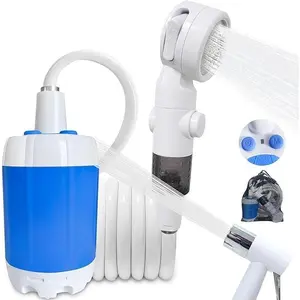 Portable Camping Shower Outdoor Camp Shower Pump,Upgrade Rechargeable Electric Shower Pump with Intelligent Digital Display Multiple Spray Modes for Camping, Hiking, Traveling,RV