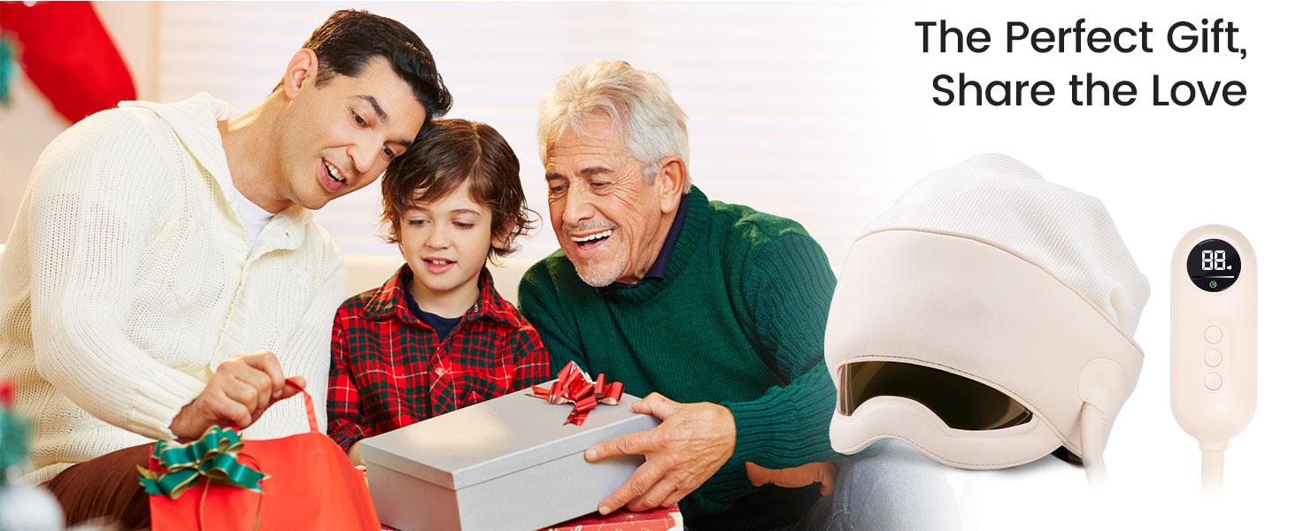 Electric Head Massager for Headaches, Eye Massager with 6-Level Heat, 6-Zone Kneading Temple Massager & Migraine Massager, Rechargeable Head and Eye Massage for Stress Relax