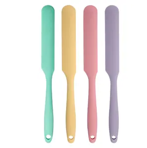 4 Pcs Silicone Jar Spatula Set - Long Handle Sourdough Scraper, Skinny Spatula for Jars, Bottles, and Containers, Non-Stick Heat Resistant Cake Cream Spatulas