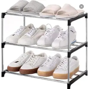 Compact 3-Tier Shoe Rack for Entryway, Hallway, and Closet - Space-Saving Storage Solution (Black)