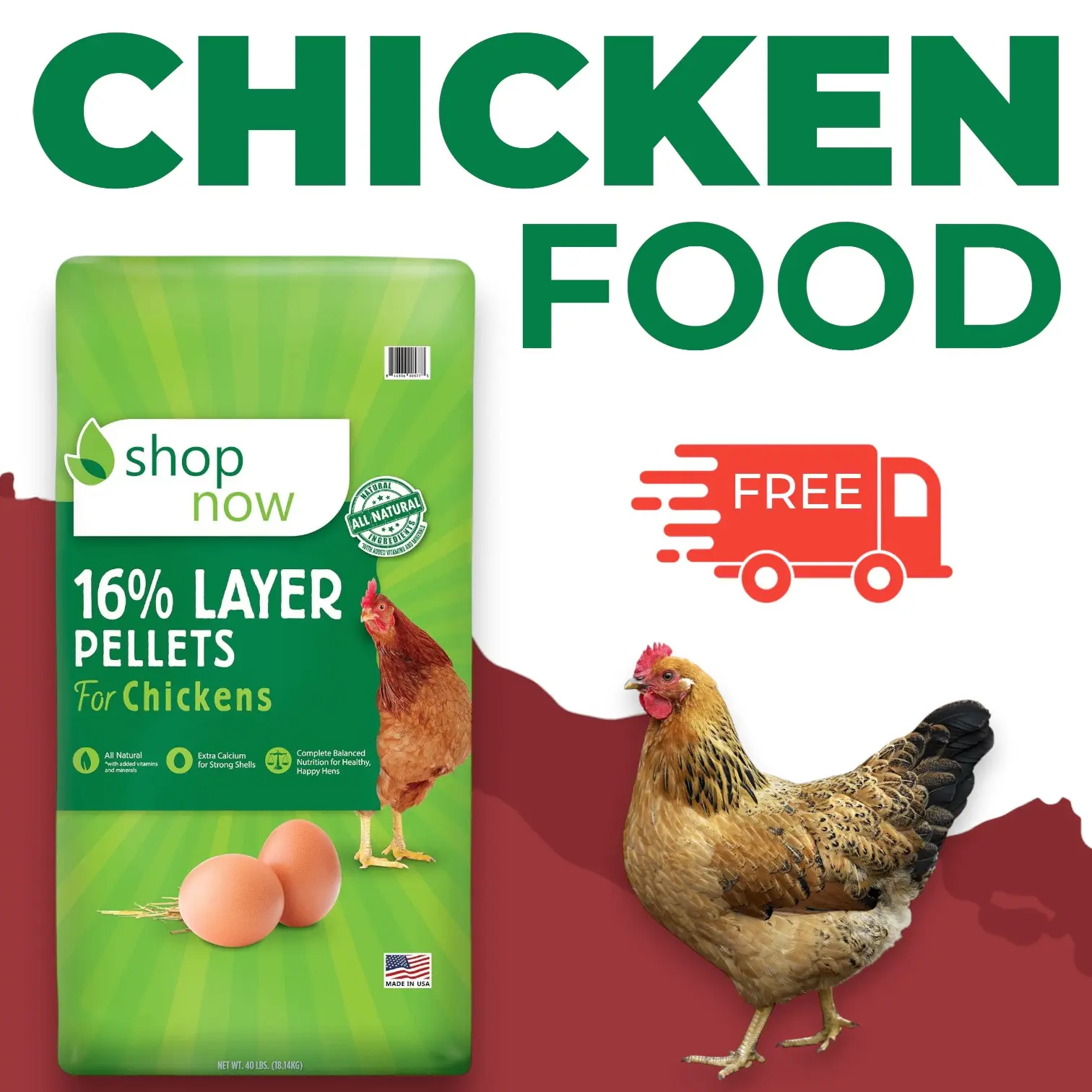 16% Layer Pellets Dry Bird Food for Adult Laying Hens & Chickens, 40 lb Bagged Whole Grain Feed with Salt, Biotin, Vitamin A Supplement, Folic Acid, Niacin for Strong Eggshells & Healthy Flocks, Clean Eating Support
