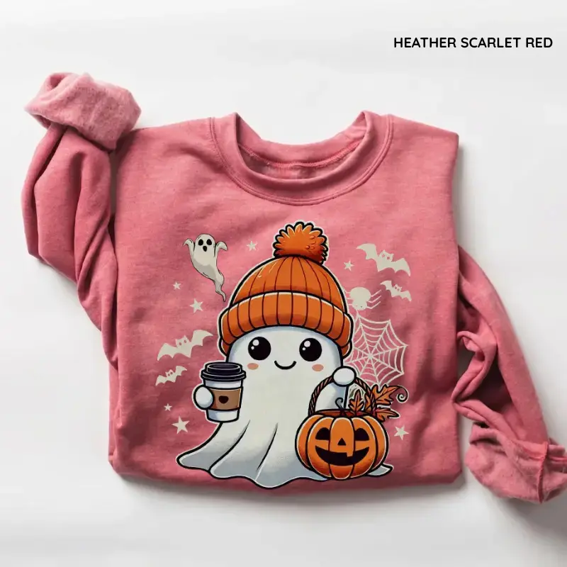 Halloween Ghost Sweatshirt, Cute Ghost Crewneck, Spooky Season Sweatshirt, Funny Ghost Graphic Pullover, Cute Fall Sweatshirt for Women